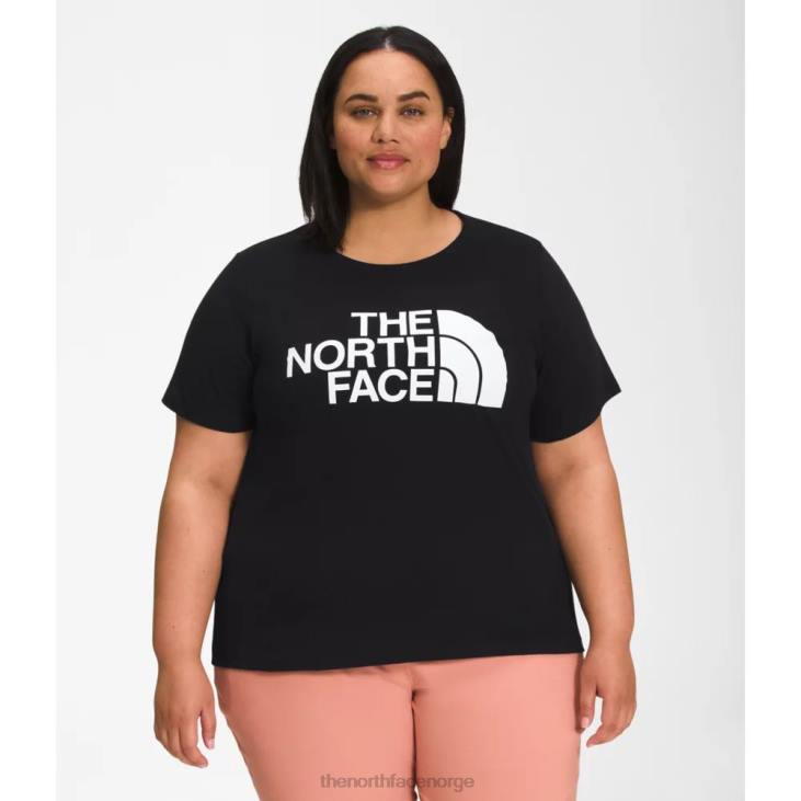 kvinner pluss kortermet halvkuppel bomullst-skjorte V20J4891 svart The North Face