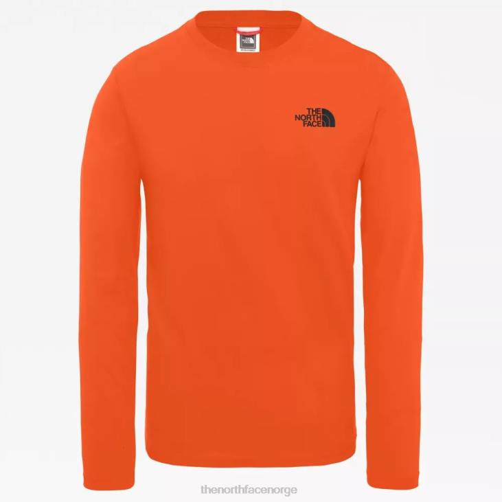 Langermet ny topp t-skjorte for menn V20J2418 rød appelsin The North Face